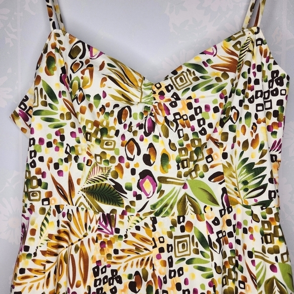 Vintage 90s Talbots Hawaiian Leaf Print Cotton Sundress Size 12 - Picture 4 of 12